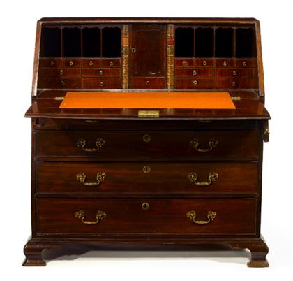 Appraisal: George III mahogany and inlay bureau late th century The