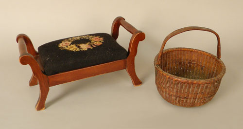 Appraisal: Nantucket basket ca h dia together with a footstool h