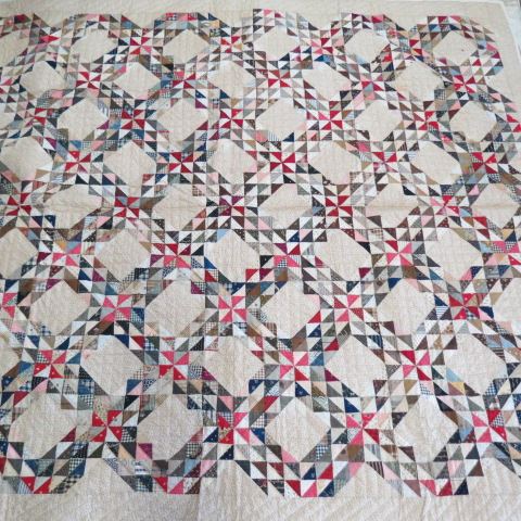 Appraisal: th Century Handmade Quilt elaborate diamond block variation found in