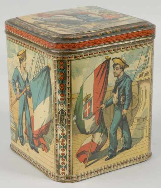 Appraisal: Huntley Palmers Biscuit Tin Description Depicts sailors one holding the