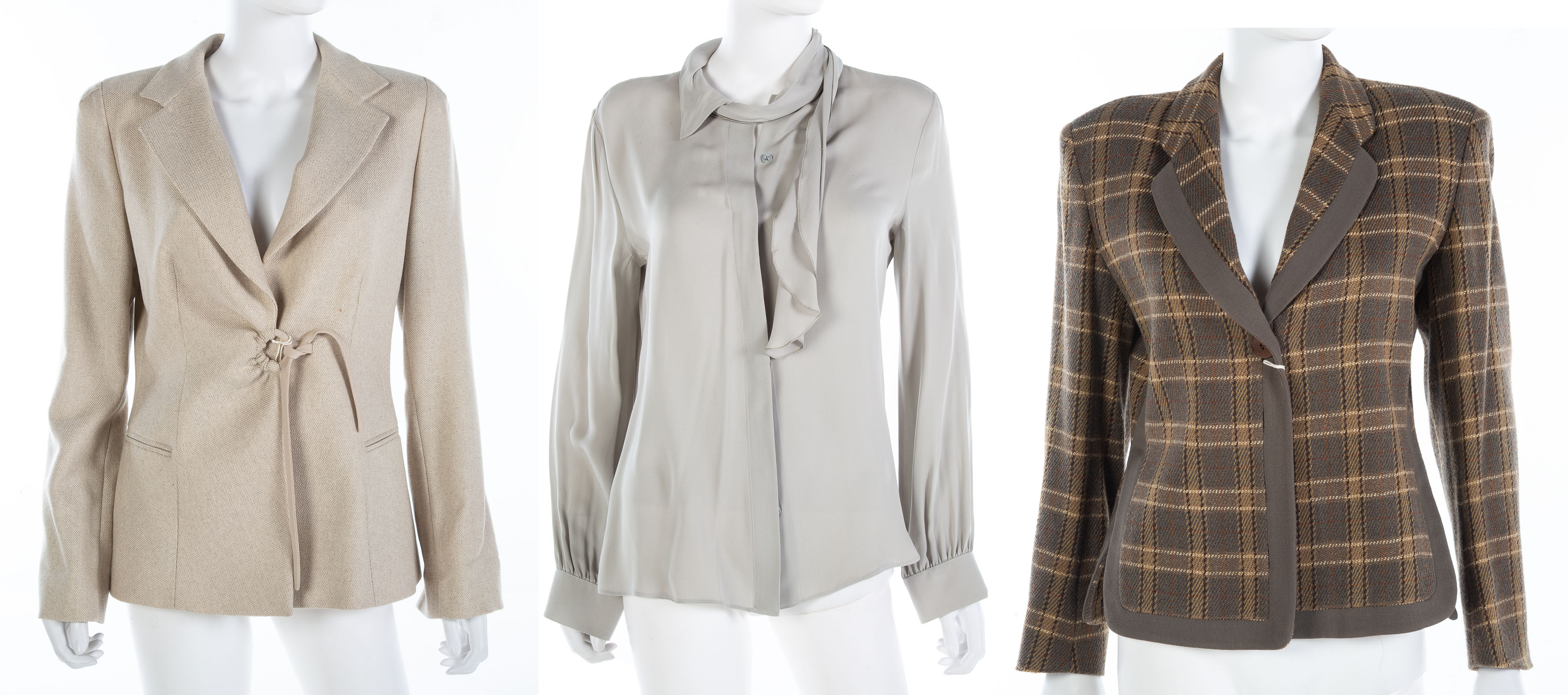 Appraisal: GIORGIO ARMANI JACKETS AND BLOUSE Jacket sizes are size -