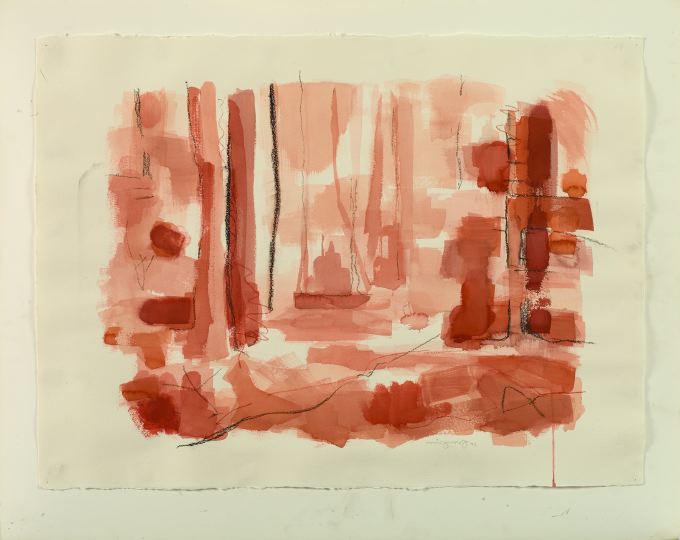 Appraisal: American School Late th Century Abstraction watercolor and charcoal on