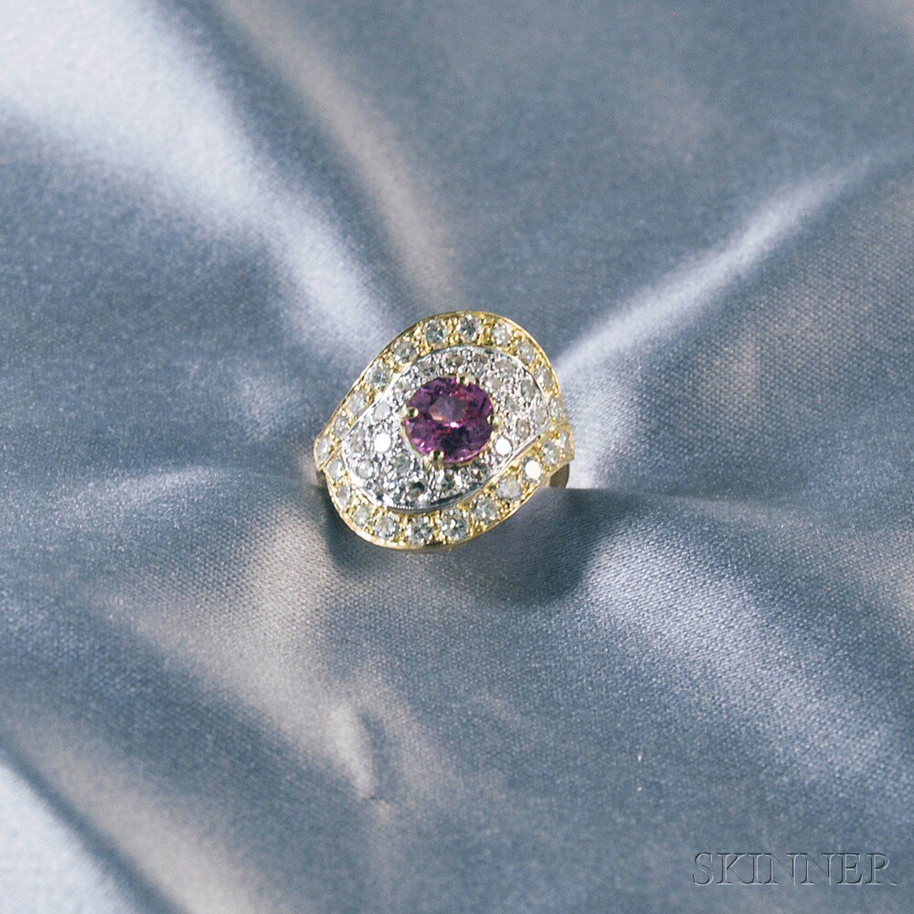 Appraisal: kt Bicolor Gold Diamond and Pink Sapphire Cocktail Ring the