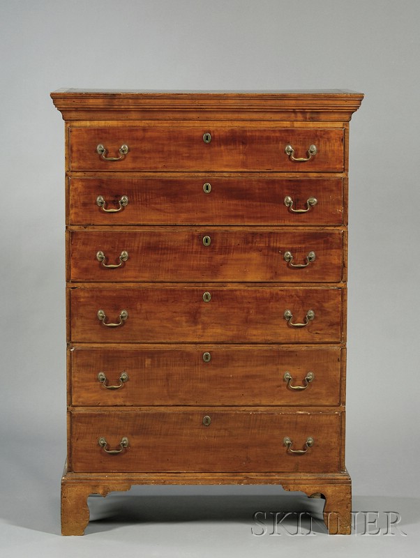 Appraisal: Chippendale Maple Tall Chest of Drawers Massachusetts or New Hampshire