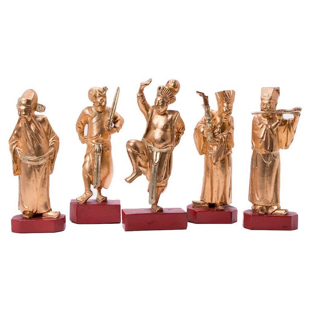 Appraisal: Five late th early th century Chinese figures Five late