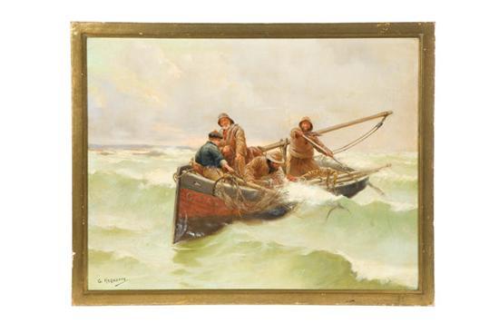 Appraisal: FISHERMEN AT SEA BY GEORGES JEAN MARIE HAQUETTE FRANCE -