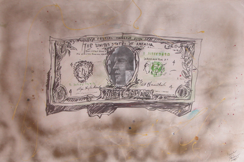 Appraisal: Elvis Money Haber Diane mixed media on paper x inches