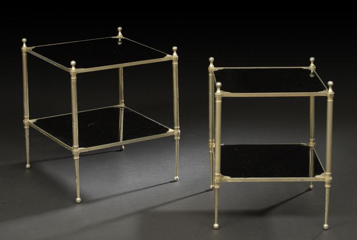 Appraisal: Graduated Set of Two Art Moderne Gilt-Metal and Smoked Glass