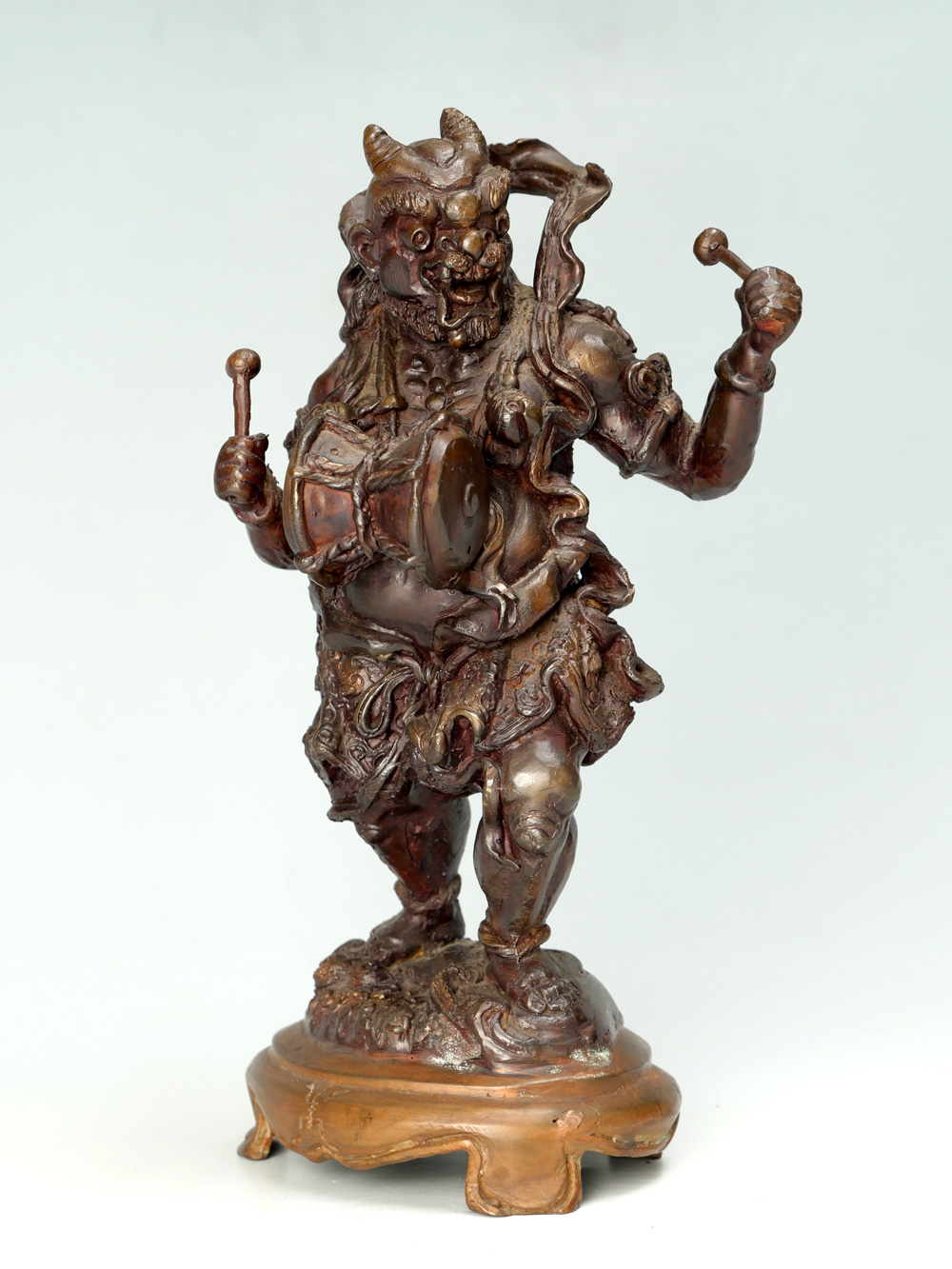 Appraisal: JAPANESE BRONZE RAIJIN SCULPTURE ''The Thunder God'' Raijin with drum