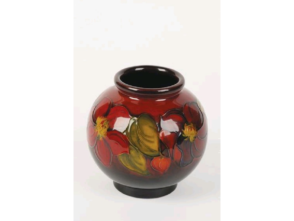 Appraisal: A CIRCULAR BULBOUS VASE decorated in the Clematis pattern with