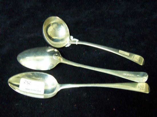 Appraisal: An old English pattern sauce ladle crested by William Eley