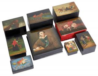 Appraisal: A GROUP OF RUSSIAN LACQUER BOXES FEATURING SCENES FROM RURAL