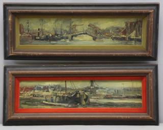 Appraisal: Industrial Harbor Scenes Nice quality late th early th century