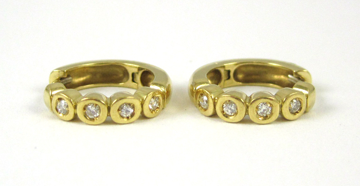 Appraisal: PAIR OF DIAMOND HOOP EARRINGS each k yellow gold set