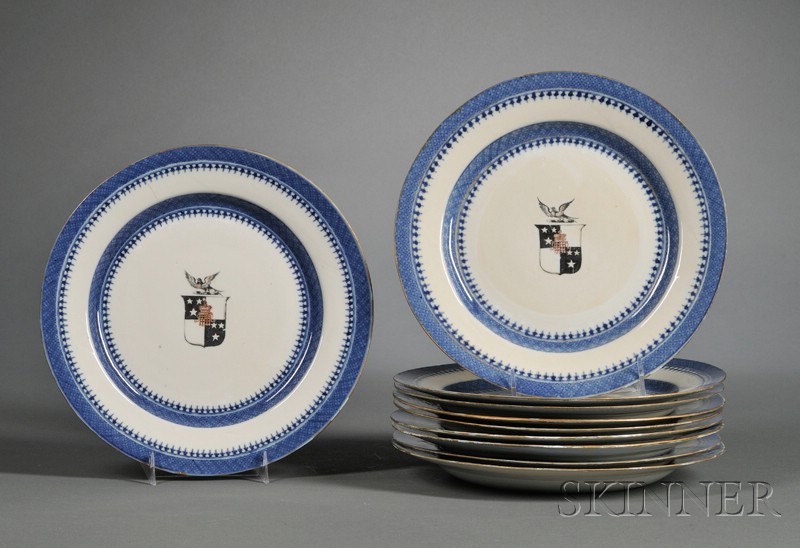 Appraisal: Ten Chinese Export Porcelain Armorial Dinner Plates late th early