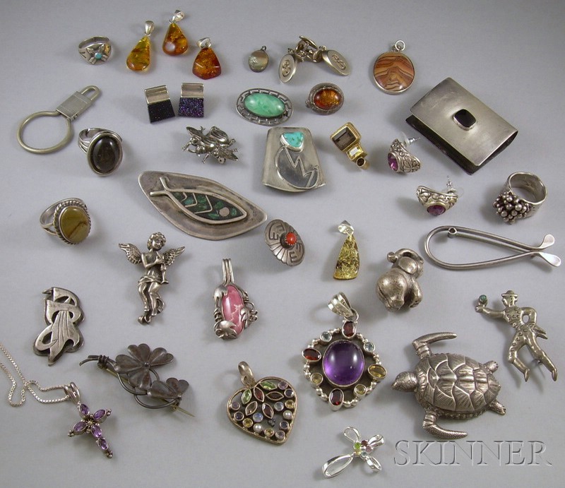 Appraisal: Small Lot of Sterling Silver and Costume Jewelry including two