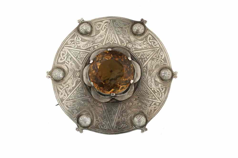 Appraisal: SASH PIN - Large Scottish sterling sash pin Celtic engraved