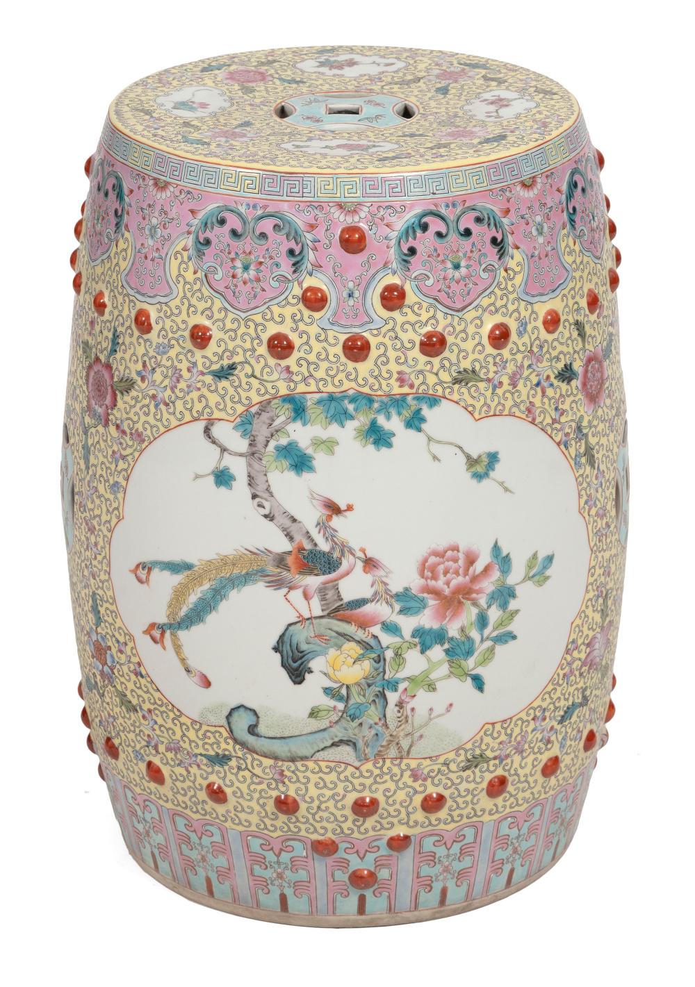 Appraisal: CHINESE FAMILLE ROSE PORCELAIN GARDEN STOOL LATE TH CENTURY HEIGHT