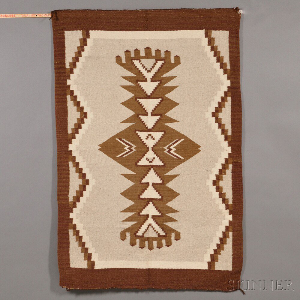 Appraisal: Navajo Rug woven with handspun wool in shades of brown