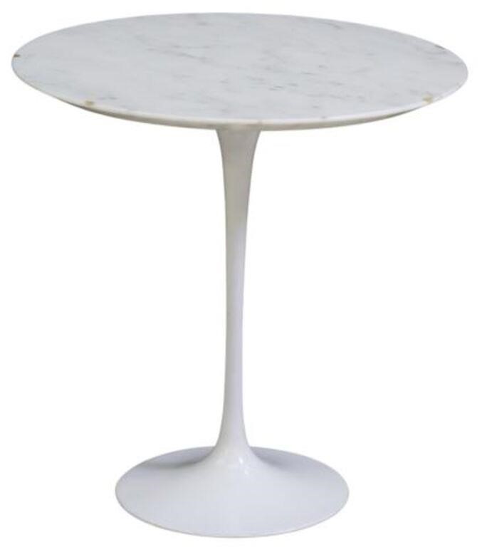 Appraisal: Italian marble-top pedestal 'Tulip' side table having round top over