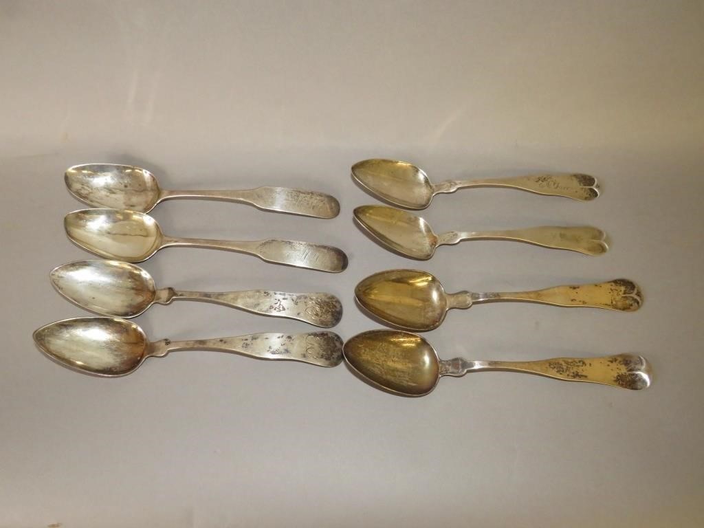 Appraisal: PAIRS OF COIN SILVER TABLESPOONSca - pair of Seth E