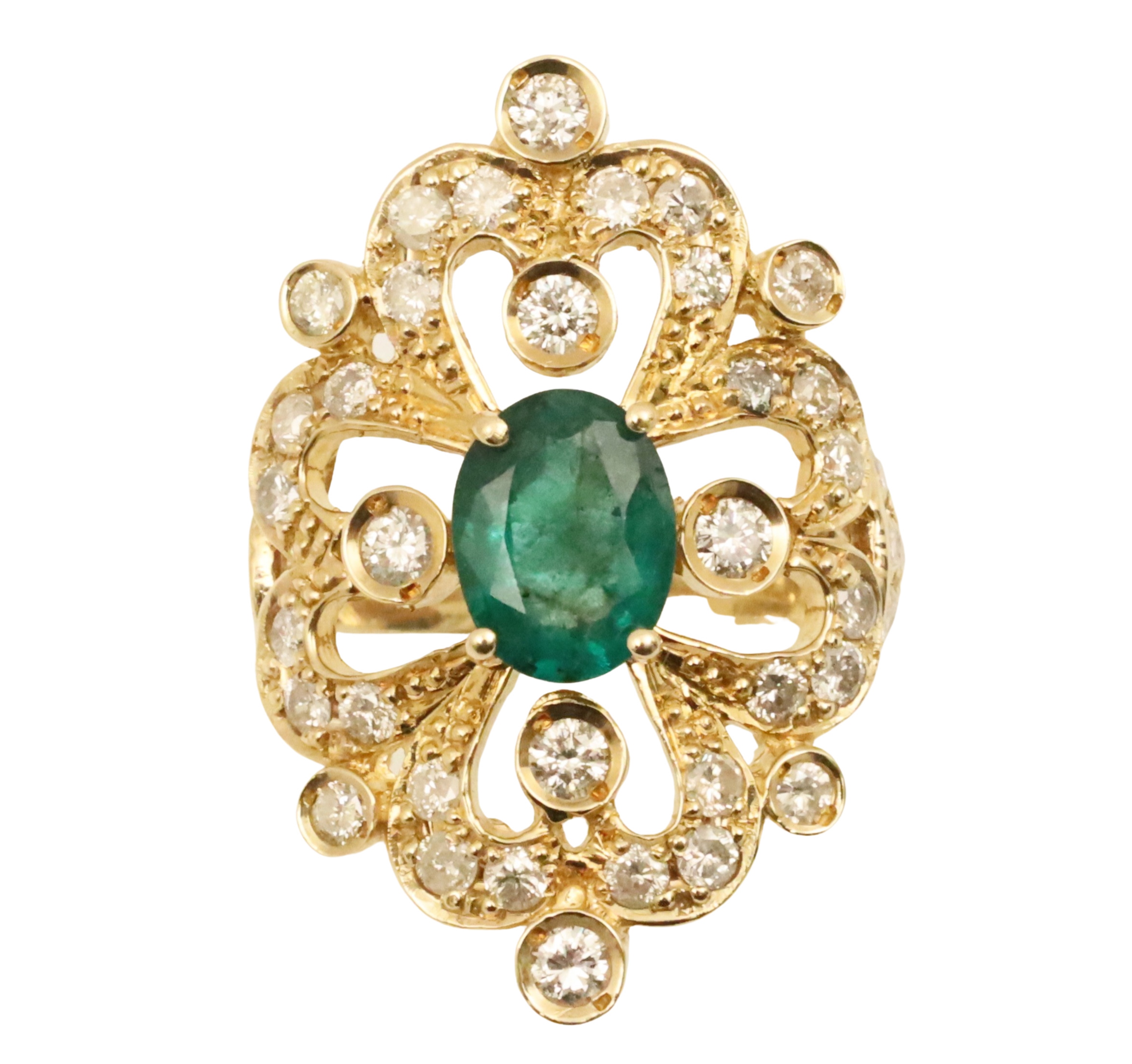 Appraisal: K yellow gold diamond and emerald lady's ring having carat