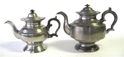 Appraisal: Two pewter teapots daniel curtiss albany new york H in