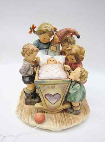 Appraisal: GERMAN HUMMEL PORCELAIN FIGURAL GROUP ''Rock-A-Bye '' HUM TM- -