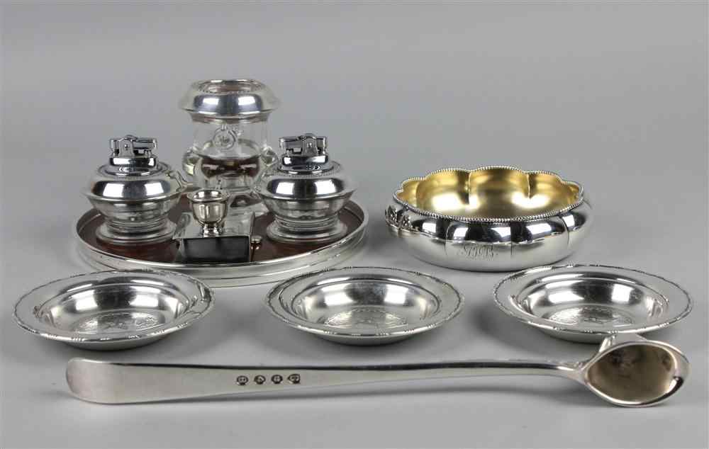 Appraisal: GROUP OF SILVER AND SILVER MOUNTED ACCESSORIES including two frank