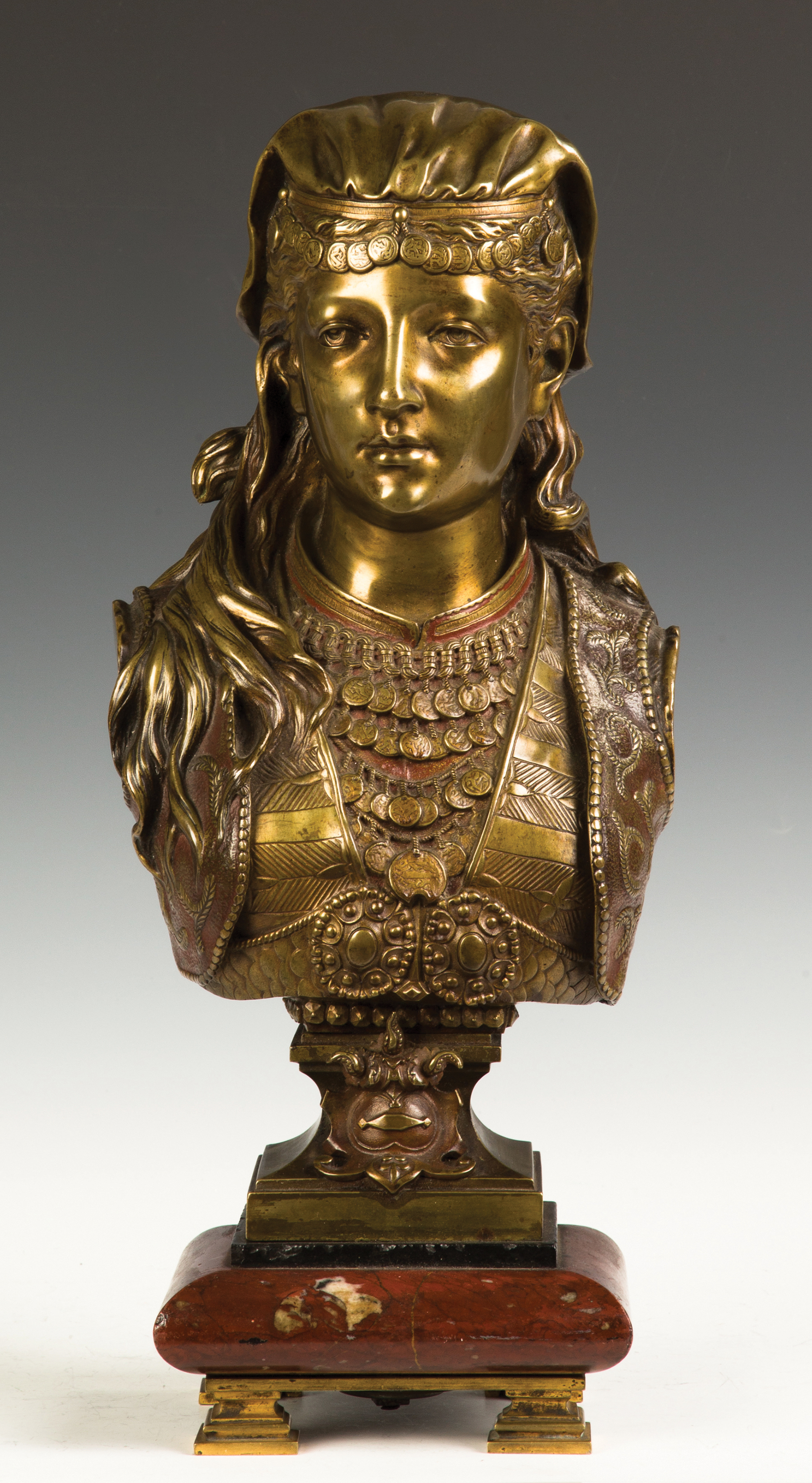 Appraisal: Zacharie Rimbez French th century Jeune Egyptienne Patinaed Bronze Bust