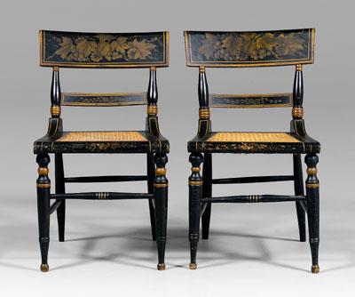 Appraisal: Pair Baltimore stencil-decorated side chairs each with tablet back and