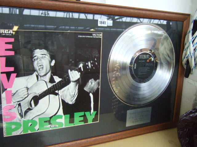 Appraisal: An Elvis commemorative presentation record the plaque detailed 'Presented to