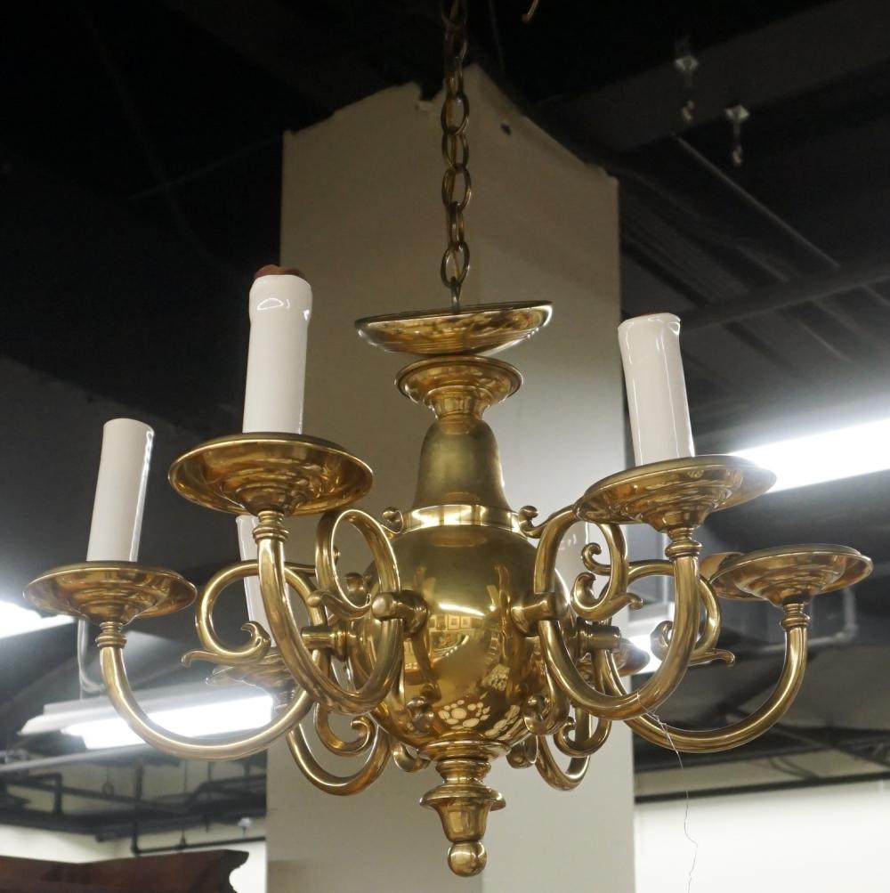 Appraisal: Dutch Rococo Style Brass Six-Arm Hanging Light Fixture x in