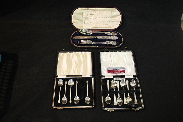 Appraisal: A CASED SET OF FIVE SILVER COFFEE SPOONS together with