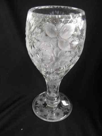 Appraisal: Libbey Brilliant Period Cut Glass Vase deep intaglio floral goblet