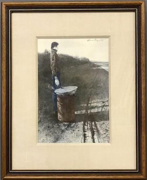 Appraisal: Andrew Wyeth Hand Signed Print Roasted Chestnuts Andrew Wyeth American