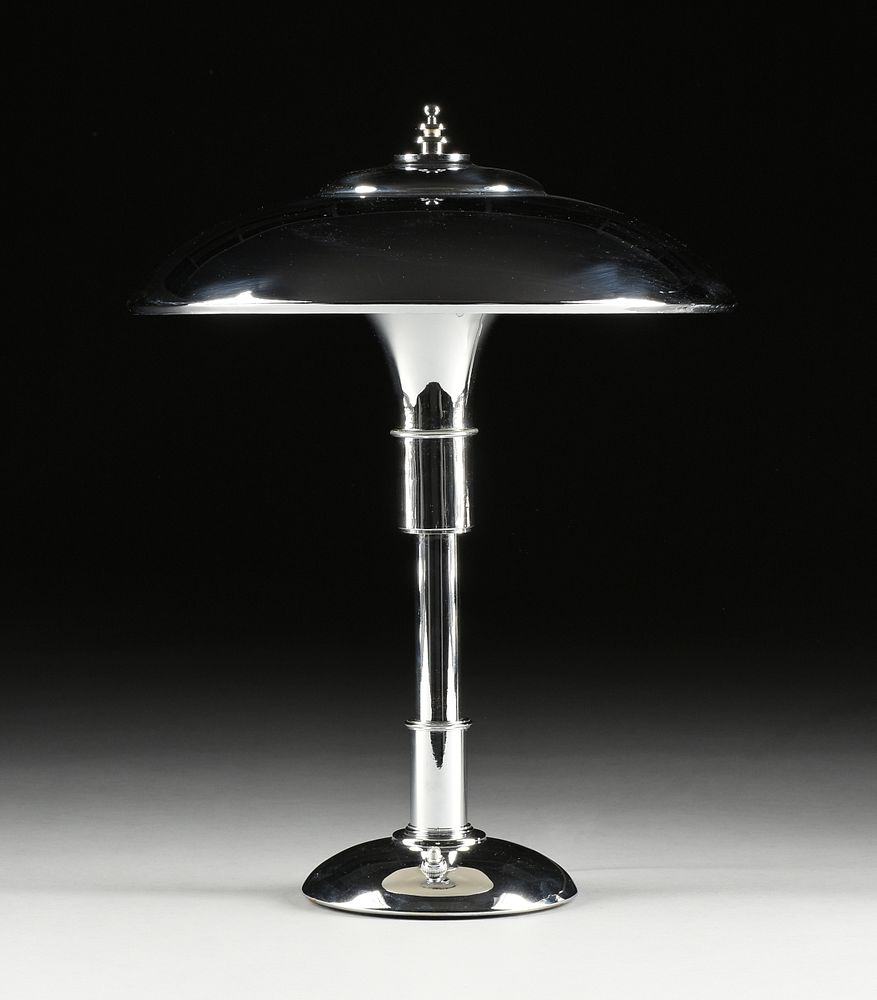 Appraisal: A BAUHAUS CHROME TABLE LAMP DESIGN ATTRIBUTED TO MAX SCHUMACHER