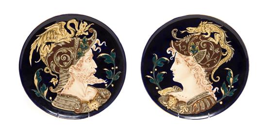 Appraisal: Sale Lot A Pair of Continental Majolica Chargers depicting a