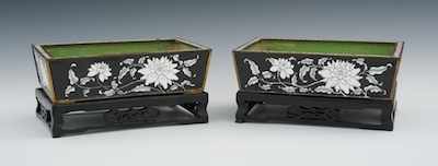 Appraisal: A Pair of Enameled Planters Chinese th Century A pair