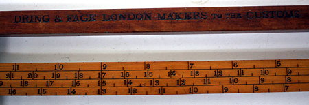 Appraisal: A TH CENTURY HARDWOOD BARREL DIAMETER MEASURE with brass mounts