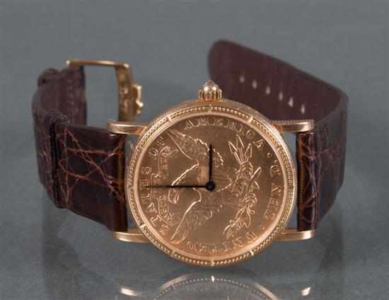 Appraisal: Gold United States ten-dollar Eagle coin set into gentleman's wrist