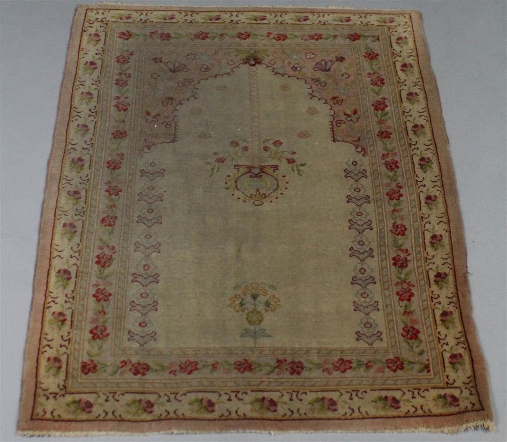 Appraisal: ORIENTAL WOOL PRAYER RUG having a niche representing the mihrab