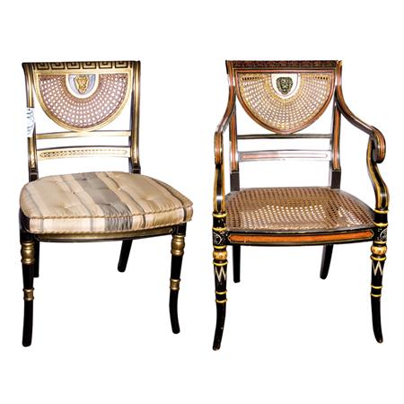 Appraisal: Two Empire Style Painted and Caned Chairs Estimate -