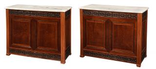 Appraisal: Pair German Neoclassical Mahogany Cabinets circa each with rectangular heavy