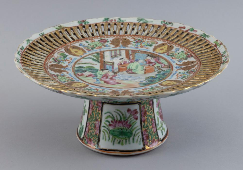 Appraisal: CHINESE EXPORT ROSE MANDARIN PORCELAIN TAZZA TH CENTURY HEIGHT DIAMETER