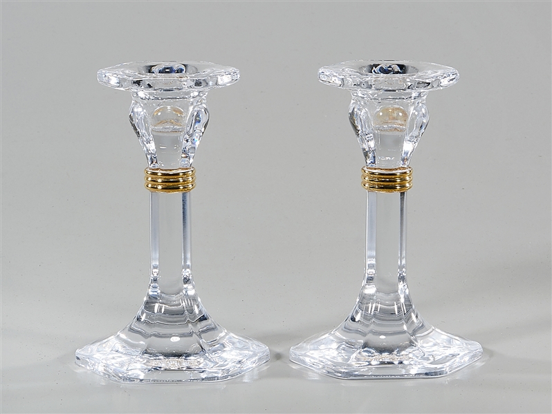 Appraisal: Pair of Christian Dior crystal candlesticks x each approx