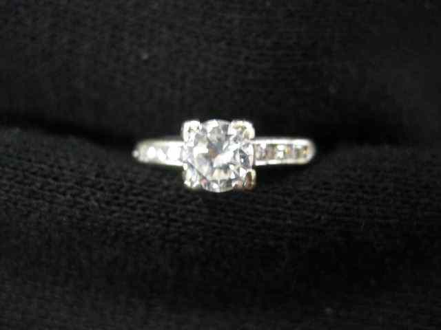 Appraisal: Diamond Ring carat round high grade diamond with diamonds on