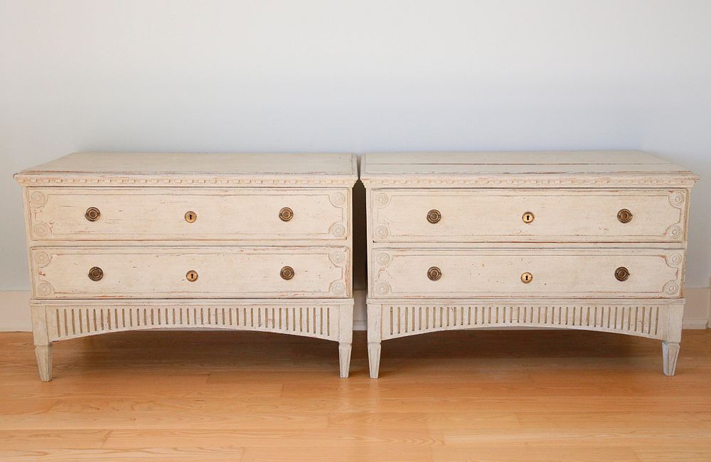 Appraisal: Pair of Gustavian Swedish Lime Washed Dressers early th Century