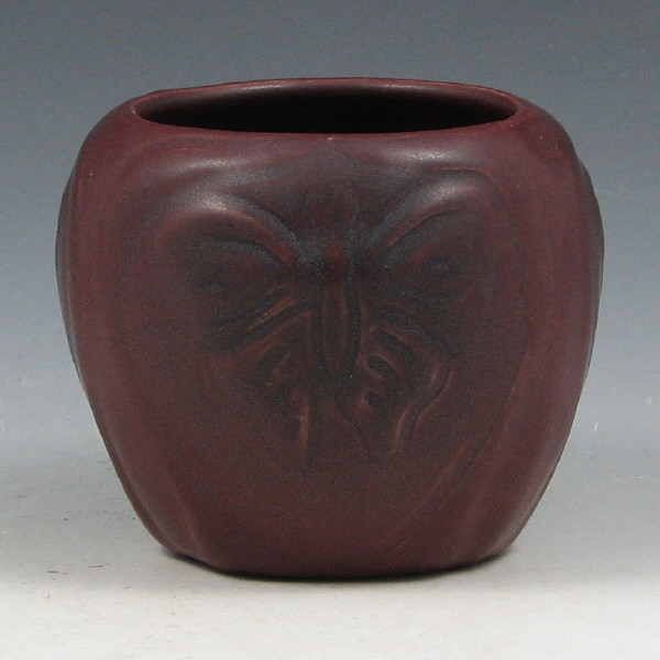 Appraisal: Early Van Briggle squat vase with three butterflies in mulberry