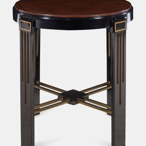 Appraisal: Art Deco Style th Century Occasional Table lacquered wood brass